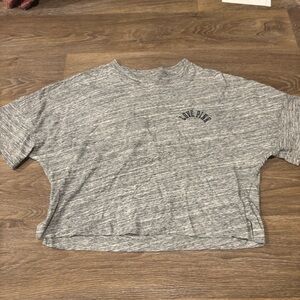 Victoria’s Secret PINK Heather Grey Crop Top Small Oversized Logo Lounge Casual
